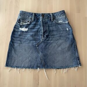 Abercrombie & Fitch distressed denim high waisted mini skirt